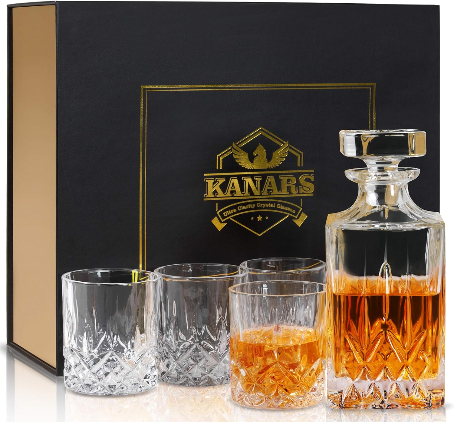KANARS Whiskey Decanter and Glasses Set
